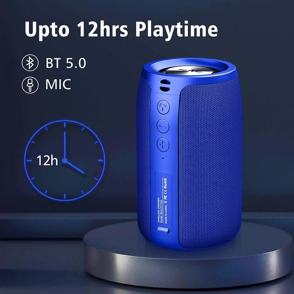 Bluetooth Speaker, Portable Speaker S32,Wireless for Outdoor,Ipx5 Waterproof, Bluetooth 5.0, Dual Pairing, USB, TF Card, AUX for Home & Outdoor Travel Hiking Camping Beach (Blue)