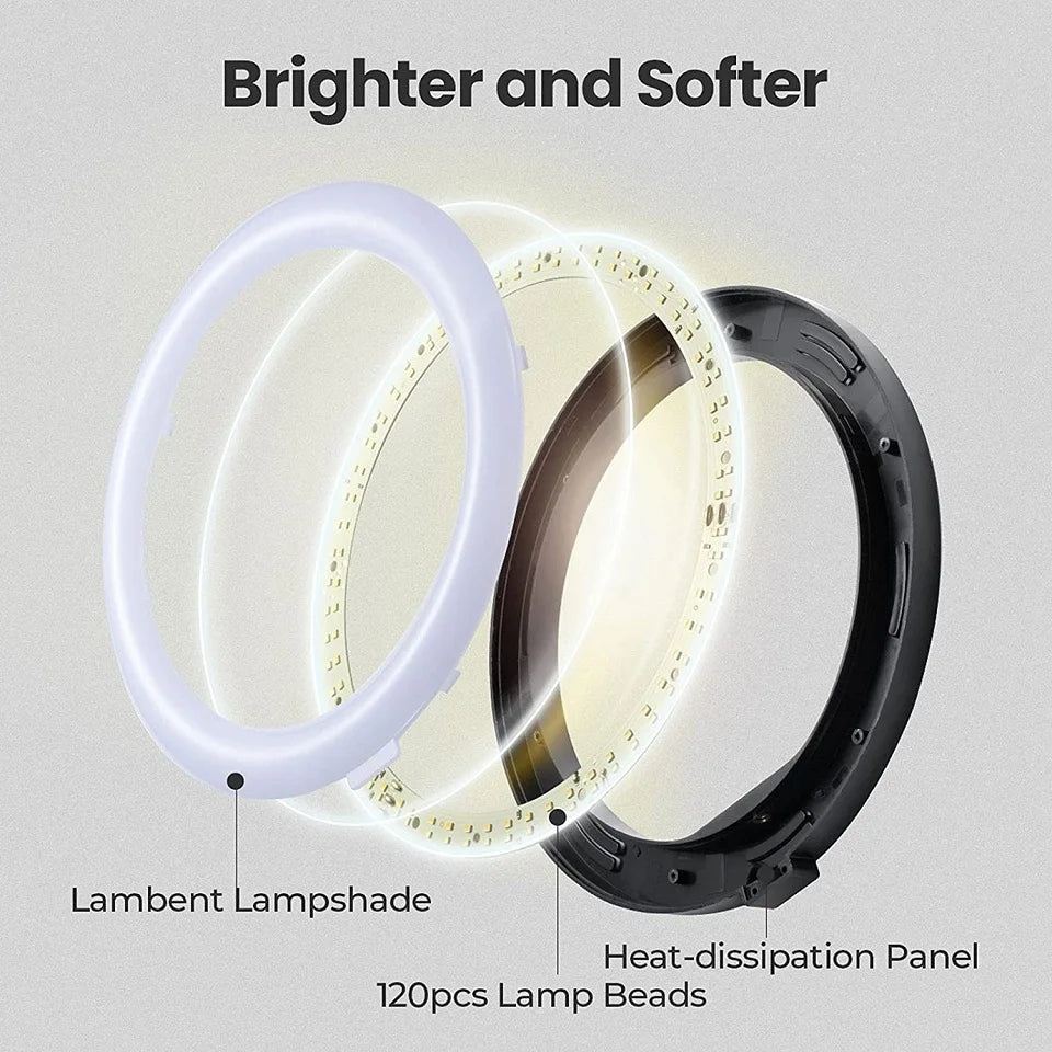 Dimmable LED Selfie Ring Light with Tripod Phone Holder