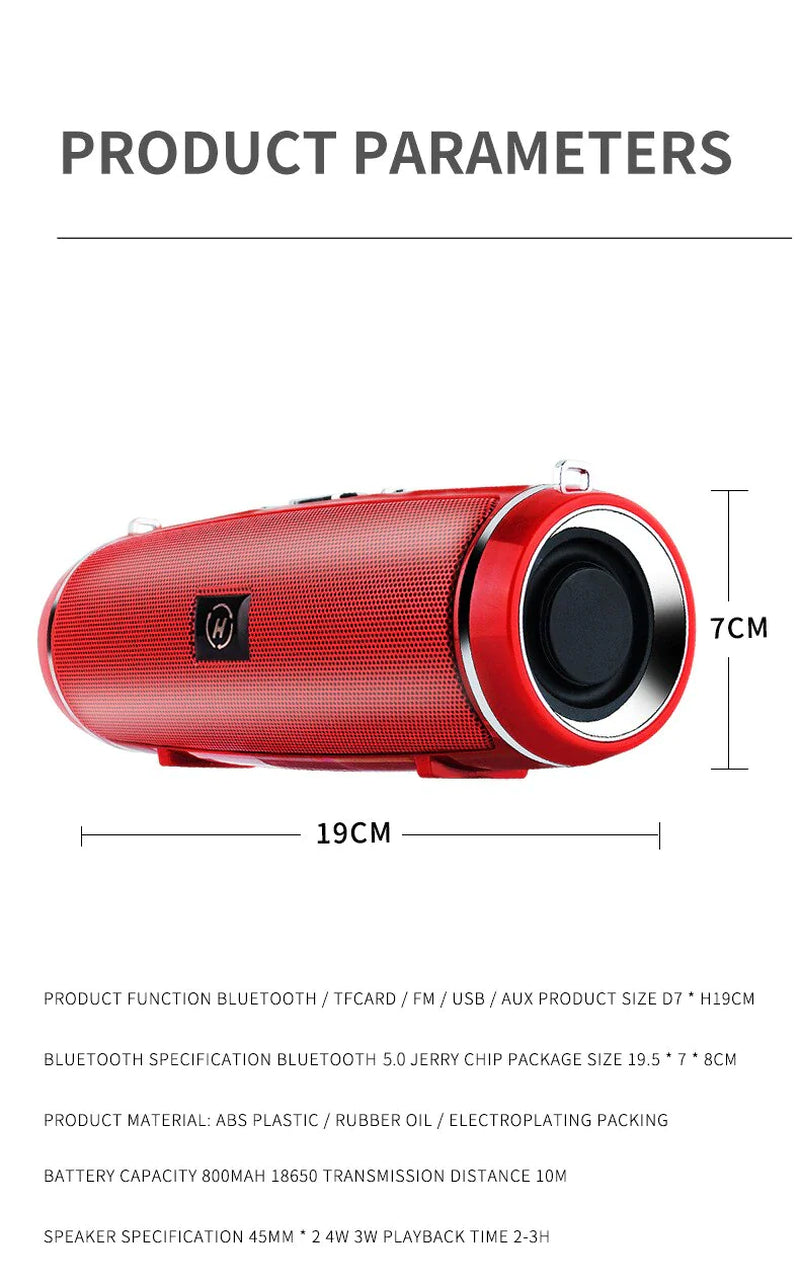 Bluetooth 5.1 Wireless Waterproof Outdoor Stereo Speaker with Enhanced Bass and USB/TF Connectivity