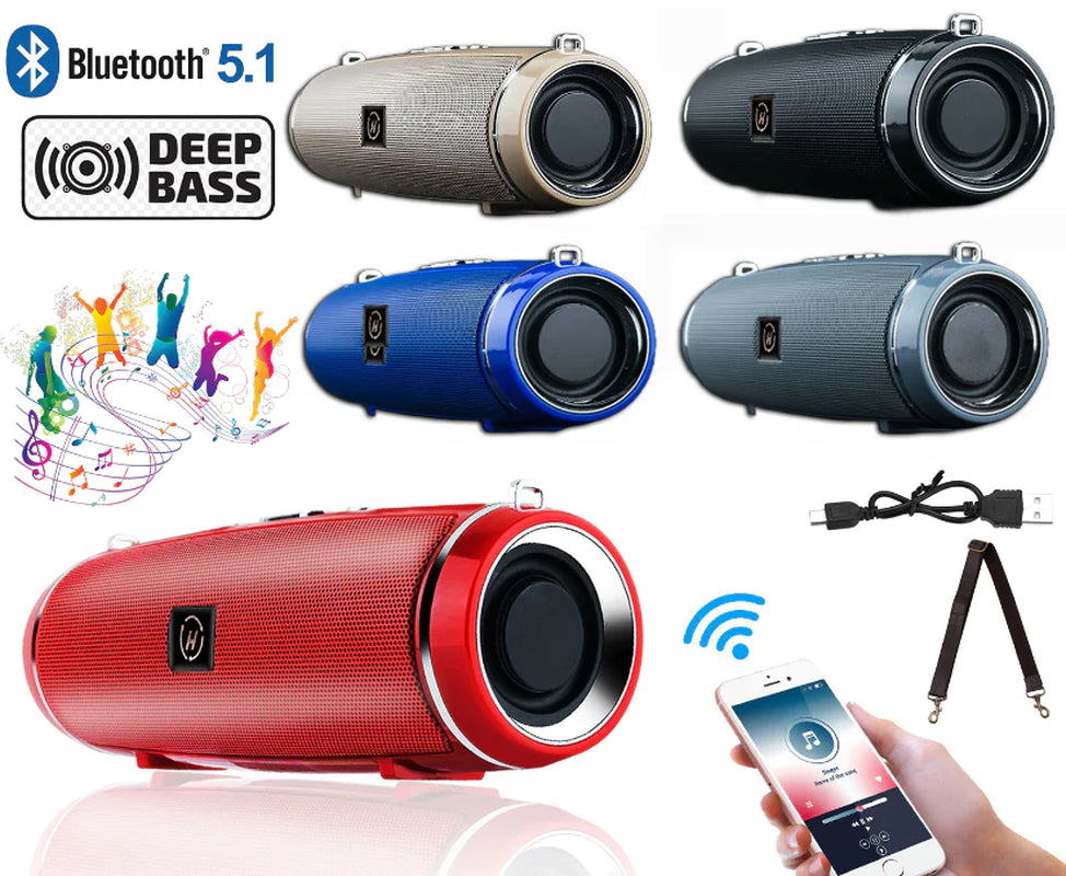 Bluetooth 5.1 Wireless Waterproof Outdoor Stereo Speaker with Enhanced Bass and USB/TF Connectivity