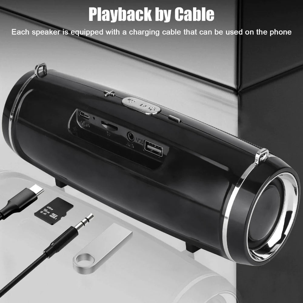Bluetooth 5.1 Wireless Waterproof Outdoor Stereo Speaker with Enhanced Bass and USB/TF Connectivity